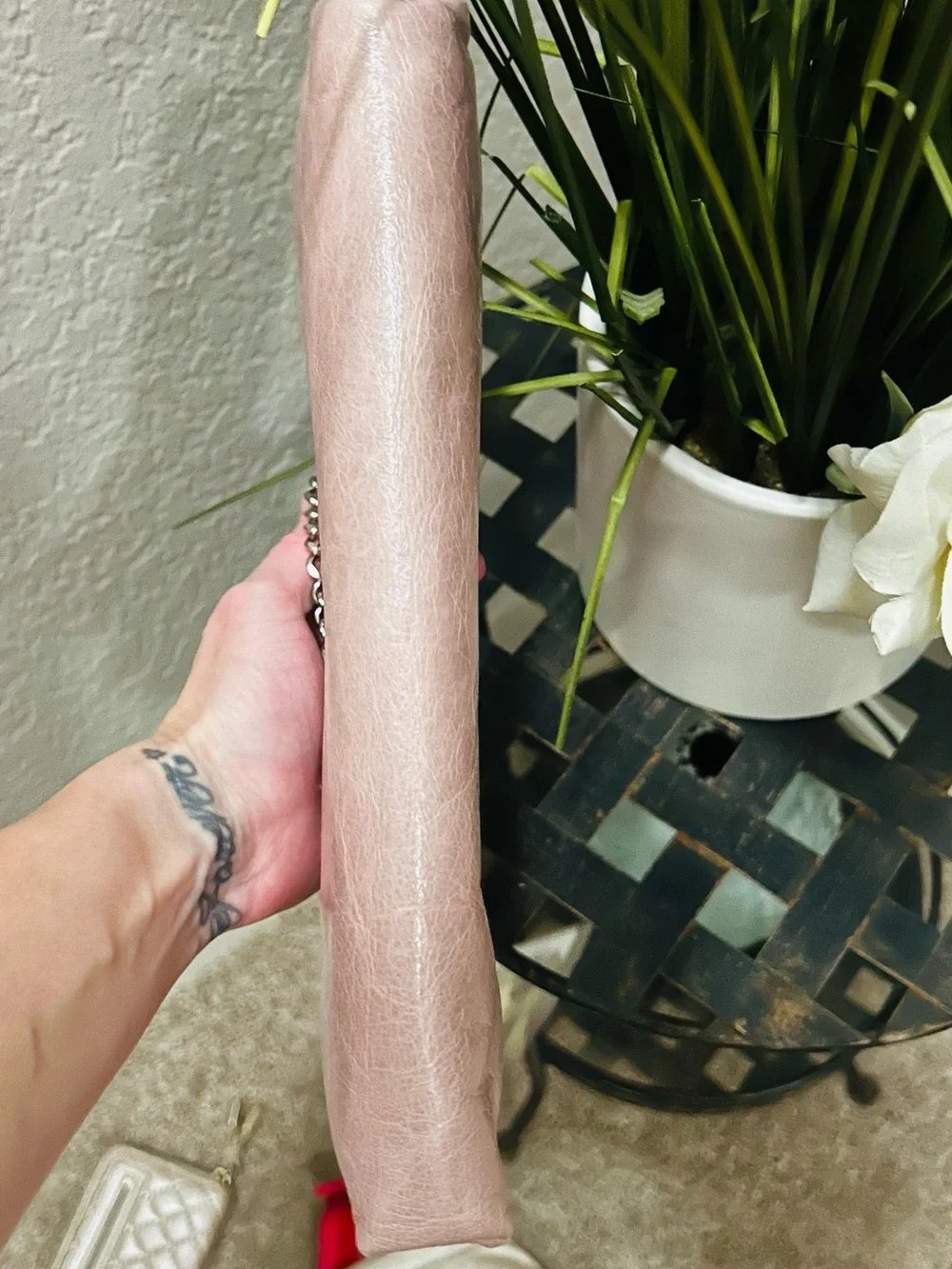 HOBO Blush Pink Leather Chain-Handle Clutch